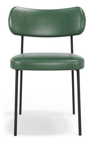 Kit 6 Cadeiras De Jantar Mona Estofada Cozinha Estrutura Da Cadeira Preto Assento Verde-musgo Desenho Do Tecido Liso