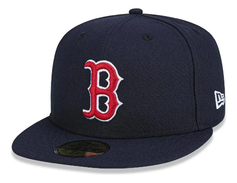 Gorra New Era 59fifty Boston Red Sox Hombre Beisbol Mlb Color Azul Marino Diseño De La Tela Liso Talla 7 3/8