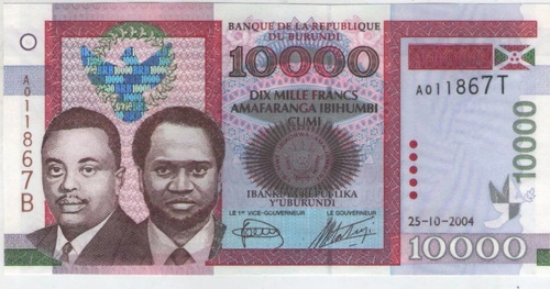 Billete Burundi 10000 Francos 2004 Pick 43 S/c