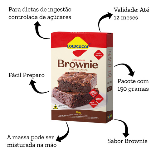 Massa Em Pó Pra Brownie Zero Açúcar E Zero Lactose 150g