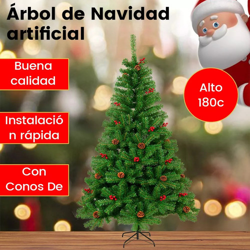 Árbol De Navidad Artificial Con Conos De Pino 1.8 M
