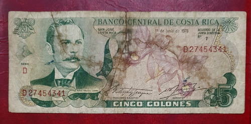 Billete De 5 Colones De Costa Rica. Año 1978. Conmemorativo.