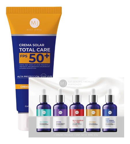 Kit Belleza Avanzada Protector Solar 50 + 5 Serum Faciales