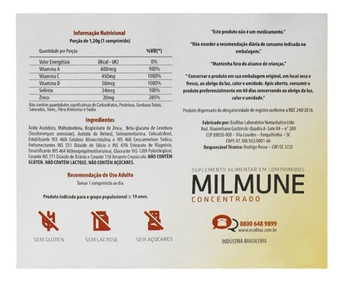 Kit Ecofitus Milmune Concentrado C/ 6un De 60 Comprimidos Cd