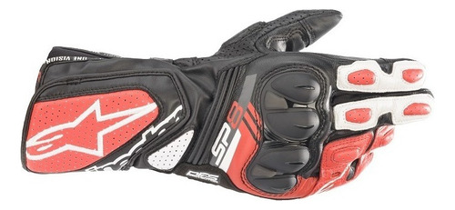 Luva Alpinestars Couro Sp-8 V3 Preta Branco Vermelha Sp8 Cor Preto/Branco/Vermelho Tamanho GGG