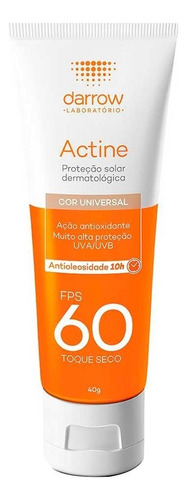 Protetor Solar Cor Universal Fps60 Antioleosidade Actine 40g