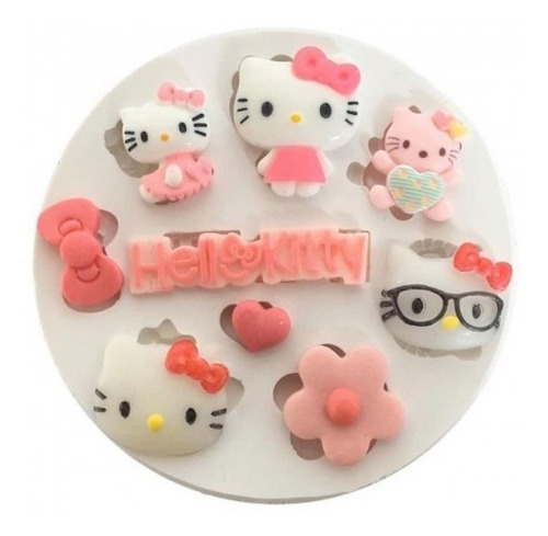 Molde De Silicone Hello Kitty Logo E Itens