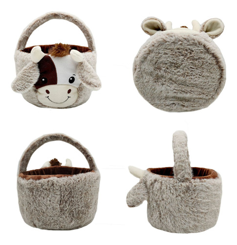 Cesta De Pascua De Vaca Peluche Cesta De Pascua De Peluche