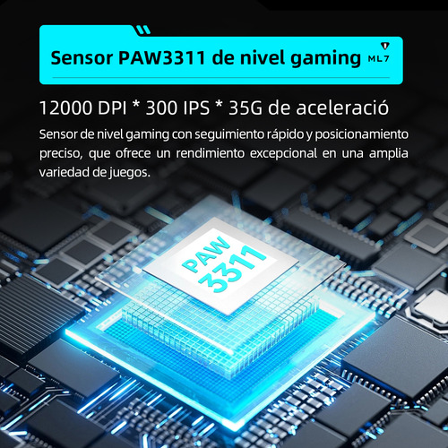 Mouse Gamer Inalambrico Ml7 Paw3311 12000dpi Recargable