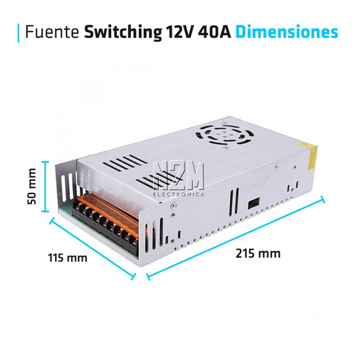 Imagen 4 de 10 de Fuente 12v 40a Metalica Regulada Switching Tira Led Cctv Premium