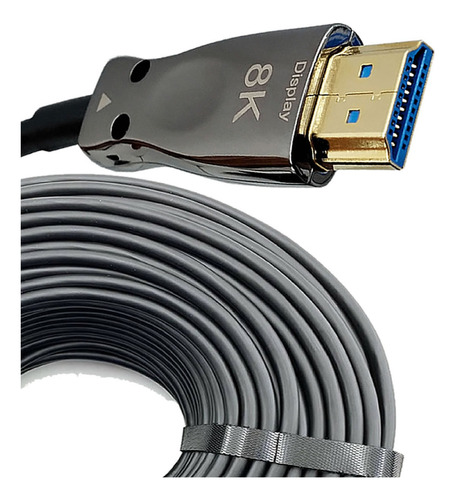 Cabo Hdmi 2.1 Fibra Óptica 8k 48gbps Flexível Ouro 20 Metros