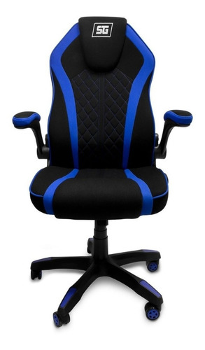 Silla de escritorio Vorago CGC-300 gamer ergonómica  negra y azul con tapizado de tela