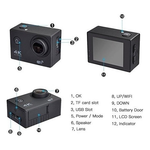 Camara Deportiva Acction 4k Ultra Hd Wifi Hdmi Sumergible