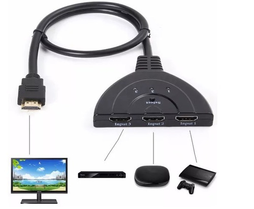 Imagen 2 de 4 de Switch Hdmi 1x3 1080p Con Cable Hdmi Local 1 Junta Fac A Y B
