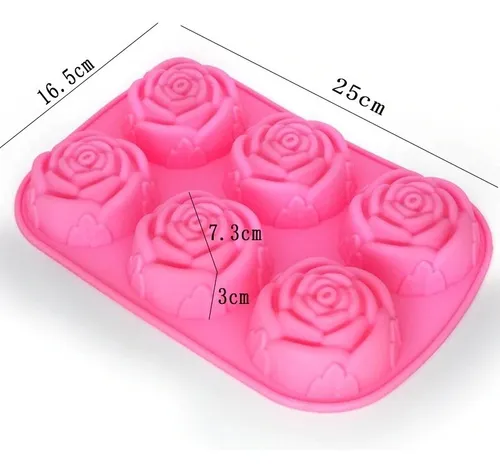Molde De Silicón Flores Rosas 6 Cavidades Jabones Repostería Molde De Silicón Flores Rosas 6 Cavidades Jabones Repostería