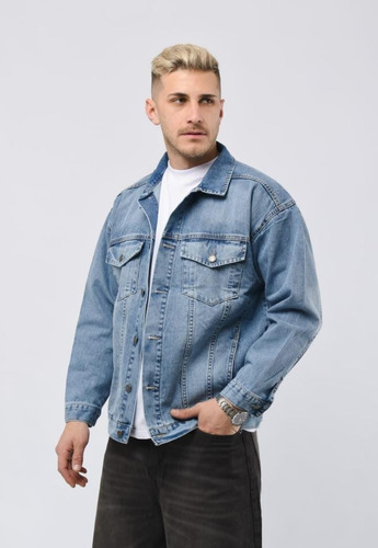 Campera De Jean Hombre Bolsillos Talles Grandes