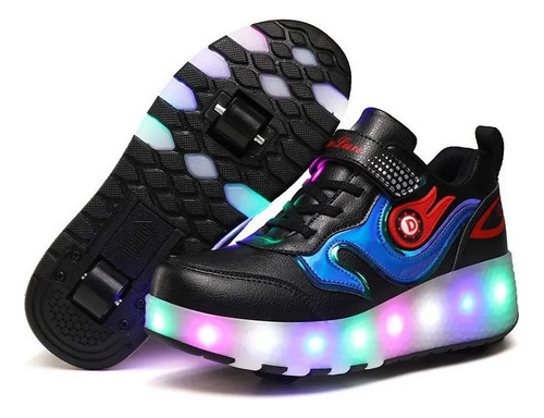 Nuevo Tenis Patin Led Con 2 Ruedas. Zapato Patin Luces