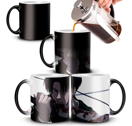 Taza Mágica Attack On Titan Levi Anime Termosensible 