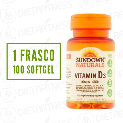 Vitamina D3 Sundown 400 Ui 10 Mcg 100 Softgels Dietafitness