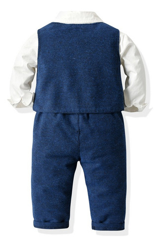 Conjunto Formal Para Niños Ropa De Fiesta Moño Niño Azul 5 Años