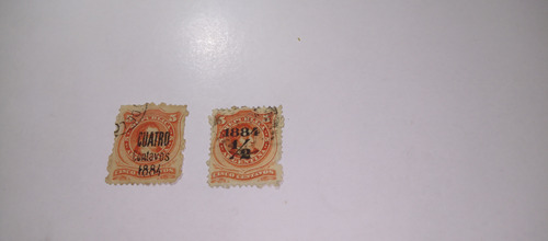 Argentina Estampillas Usadas 1884  Sobreselladas1/2 Y 4 Cent
