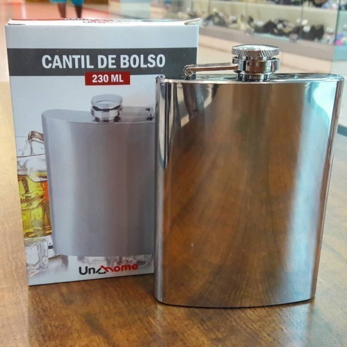 Cantil Em Aço Inox 230 Ml Porta Bebidas Rum - Whisky - Vodka