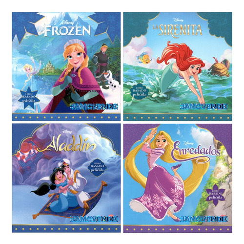 Set De 4 Libros Princesas Disney Frozen, Enredados, Sirenita