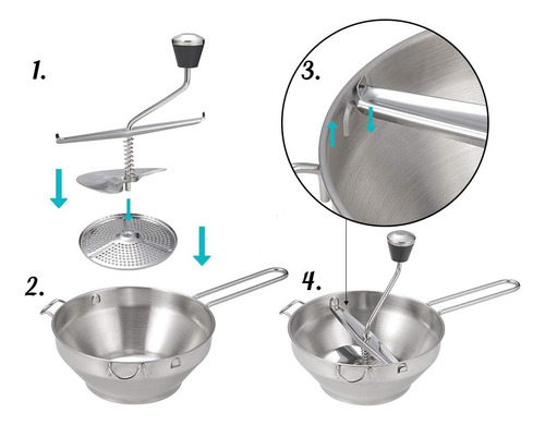 Molinillo Rotativo De Alimentos Con 3 Discos Intercambiables