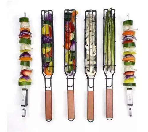 Fierros Anticucho Brocheta Pinchos Acero Verdura Parrilla