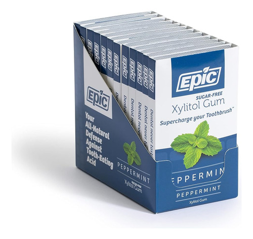 Epic Gum Sin Aspartame 100% Xylitol Menta Sin AzĂșcar 12 Pack