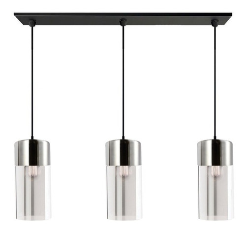 Colgante 3 Luces Gurion Cromo Cristal Moderno Apto Led Cie