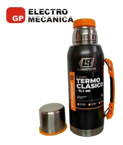 Imagen 2 de 9 de Termo 1 Litro Acero Inoxidable Lusqtoff Frio Calor Negro