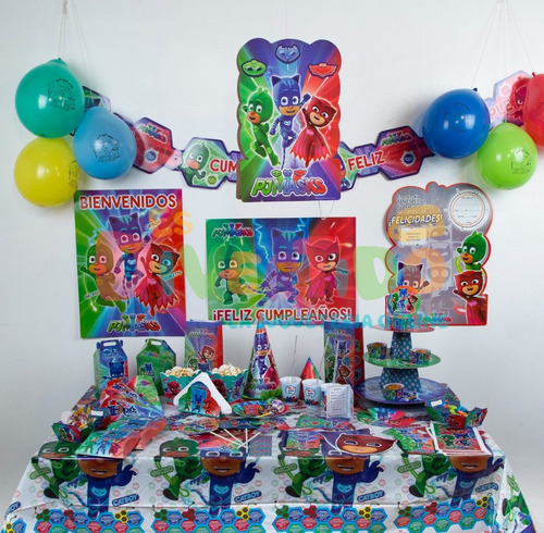 Combo 10 Pj Masks Cotillón Otero Fiestas Cumpleaños Básico