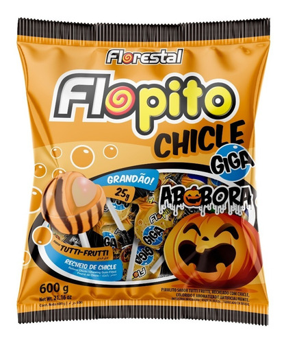 Pirulito Flopito Chicle Abóbora 600g