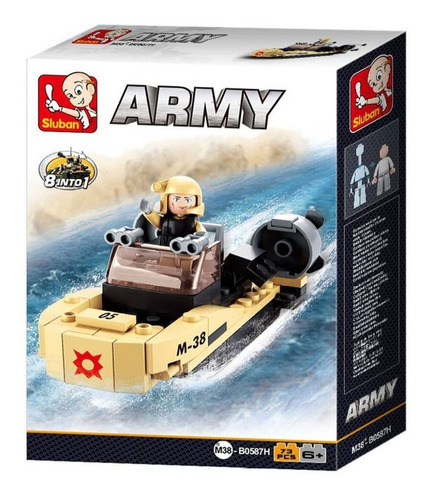 Imagen 2 de 5 de Bloques Sluban Army B0587h Lancha Militar Calidad La Plata