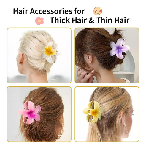 // Qk # 6 Pinzas Pelo Grandes Con Flores Mate Para Mujer