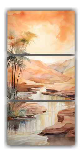 45x90cm Cuadro Abstracto Sereno Oasis Del Desierto Flores