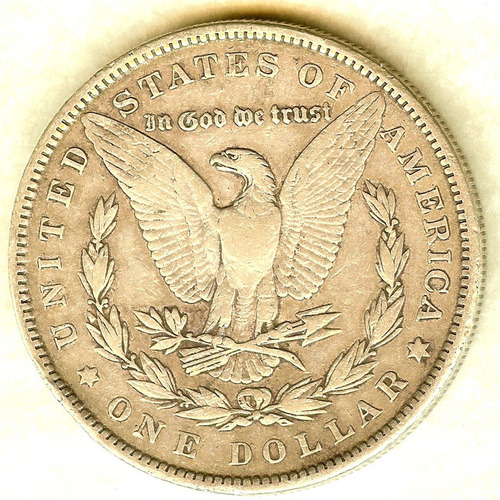 1890 P Un Dólar Morgan Vf Moneda Plata Patina Super Escasa $