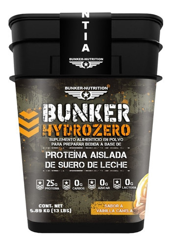 Bunker Nutrition Proteina Hydrozero Cubeta 13 Lb 169 Serv Sabor Chocolate