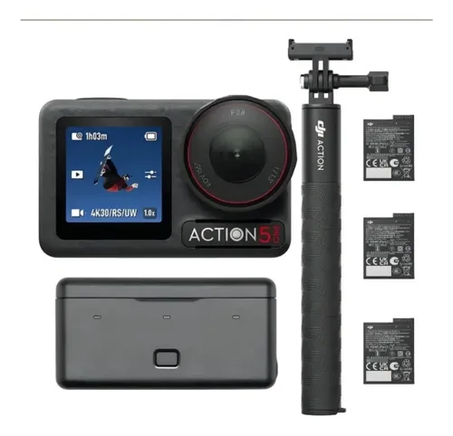 DJI Osmo Action 5 Pro Combo Adventure, câmera de ação 4K com sensor 1/1.3", câmera esportiva, bateria aumentada a 12h co
