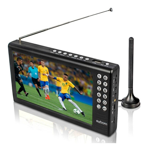 Tv Tela 7 Hd Portátil Recarregável Digital Sd/av/usb/fm/mp3