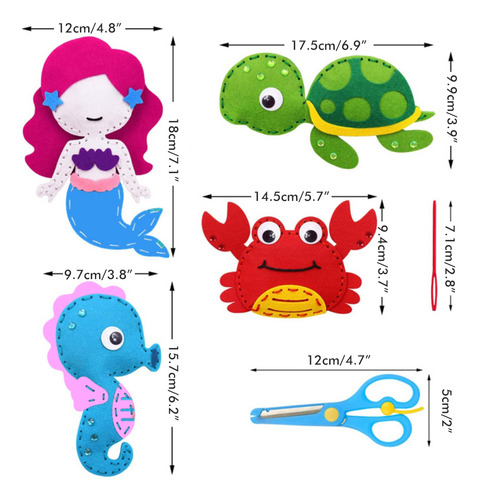 Kit De Costura De Fieltro Para Niños, 8 Piezas, Animales Del