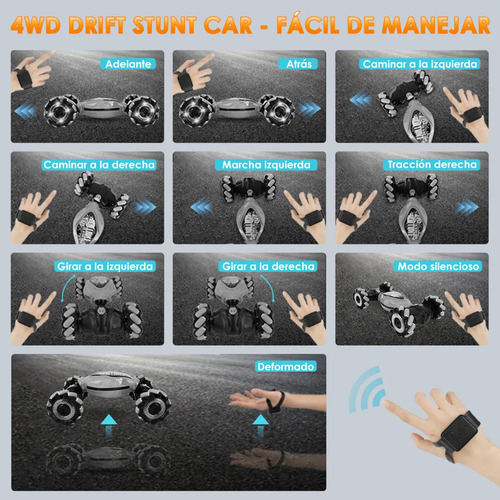 Juguete Carro Control Remoto Coche Gesto Sensor Música 1:14 Color Gris Personaje Rc & Inducción