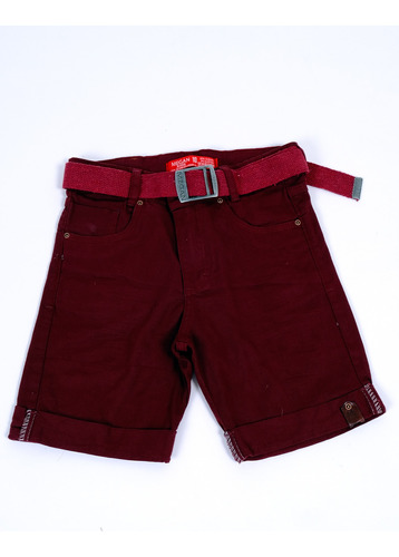 Bermuda Jeans Menino Infantil Barra Dobrada Cinto Versátil