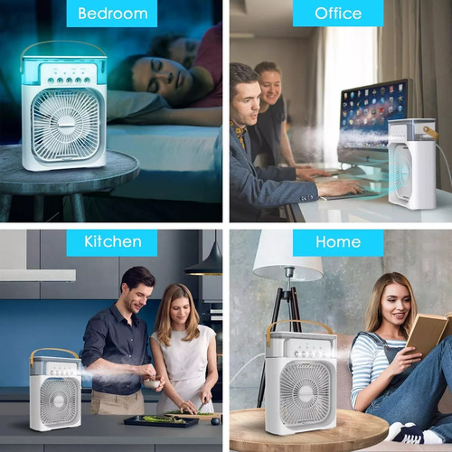 Enfriador De Aire Personal Ventilador De Aire Acondicionado Portátil Mini Enfriador Evaporativo Con Luz Led De 7 Colores Temporizador De 1/2/3h 3 Velocidades De Viento Y 3 Modos De Enfriamiento Azul