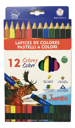 Lápices De Colores Jumbo 12 Un