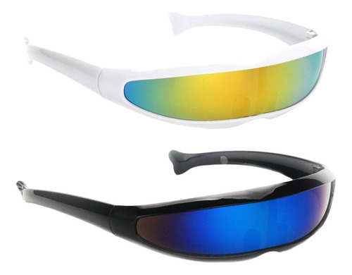 2x Novedad 80s Futuristic Sunglasses Monoblock Gafas Eyewear