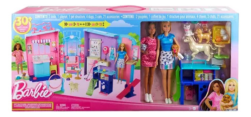 Set Barbie Veterinaria  Guarderia D Mascotas C 2 Muñecas 