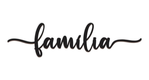 Família Lettering  43x13cm Em Madeira Mdf Preto