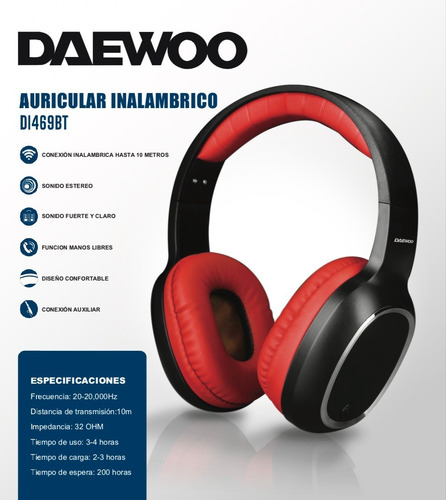 Imagen 3 de 3 de Auricular Bluetooth Daewoo Di469 Aux Manos Libres